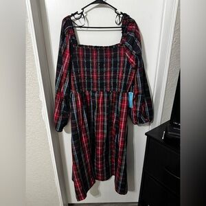 Draper James Red and Black Plaid Midi Dress